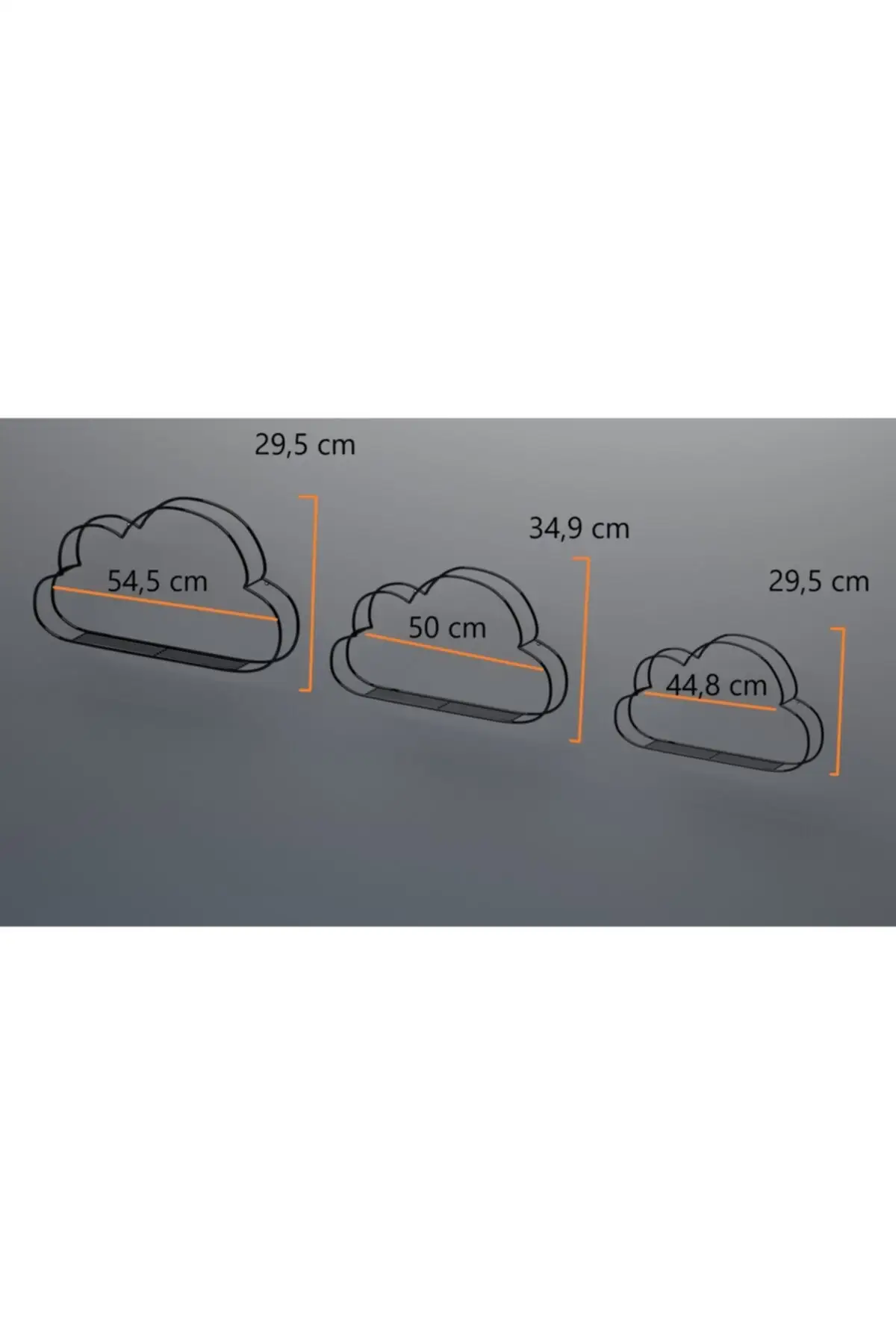 

Metal Wall Shelf Set of 3 Cloud Decorative Bookshelf Photography Home Decor Furniture Decoration