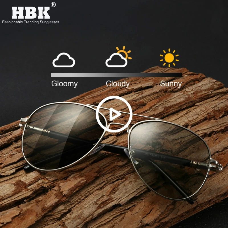 HBK, высокое качество, фотохромные солнцезащитные очки, мужские, поляризационные, пилот, хамелеон, солнцезащитные очки, весенние дужки, безопасные, для ночного вождения