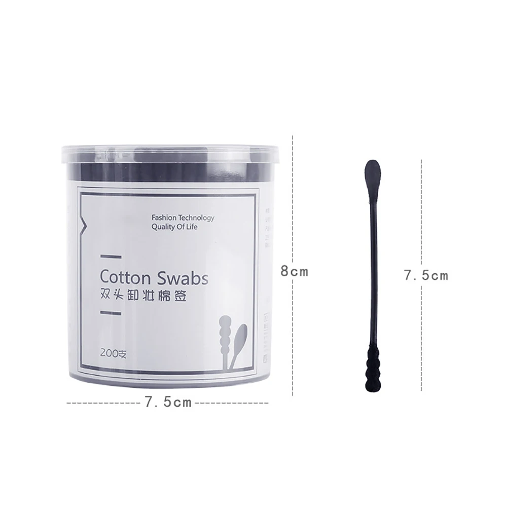 

200Pcs disposable black double-headed medical cotton swab spiral ear cleaner lipstick eyebrow eyelash cotton swab makeup tool