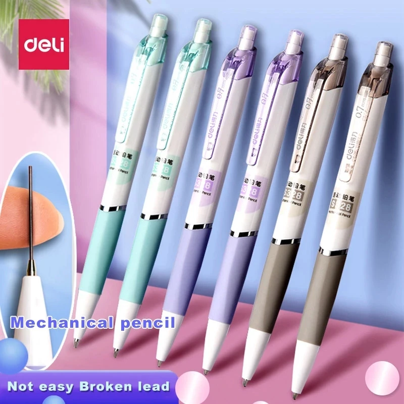 Deli Small Fresh Mechanical Pencil 0.7/0.5mm Not Easy Broken Lead With Eraser Head Can Change Core From Student Special | Канцтовары для