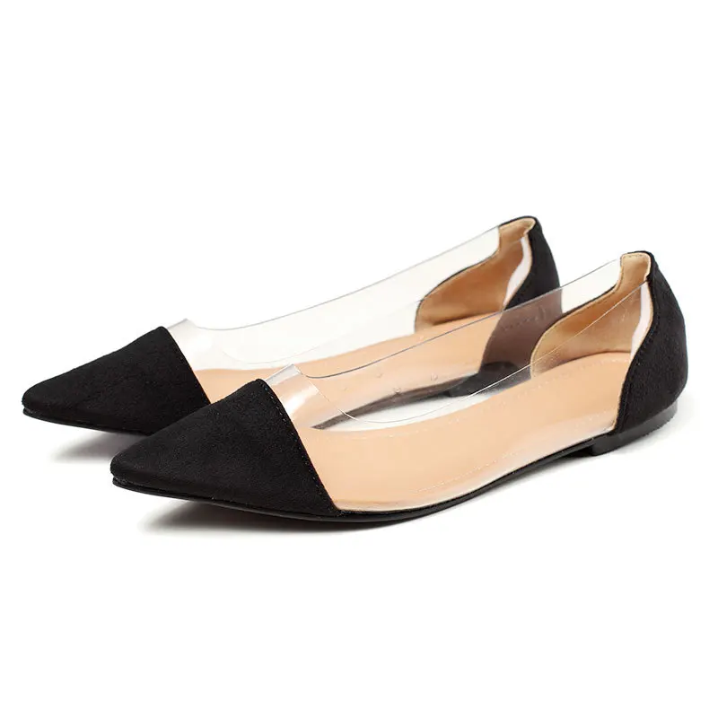 

Hot sale women's single shoes European and American new style pointed shallow mouth color matching large size casual flat shoes