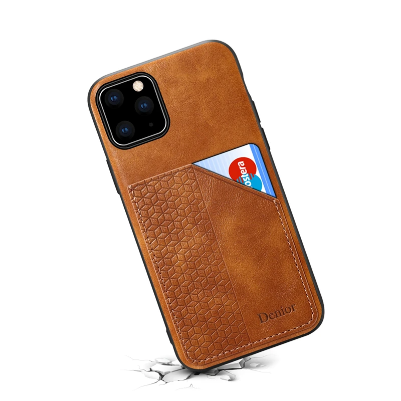Чехол для телефона с держателем карт для Apple iPhone 11 Pro Max, роскошный кожаный чехол с силиконовой рамкой, антидетонационный бизнес