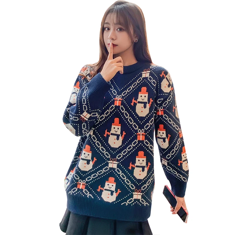 

Film sets firm offers new winter women's wear loose languid is lazy wind Christmas han edition joker knit sweater
