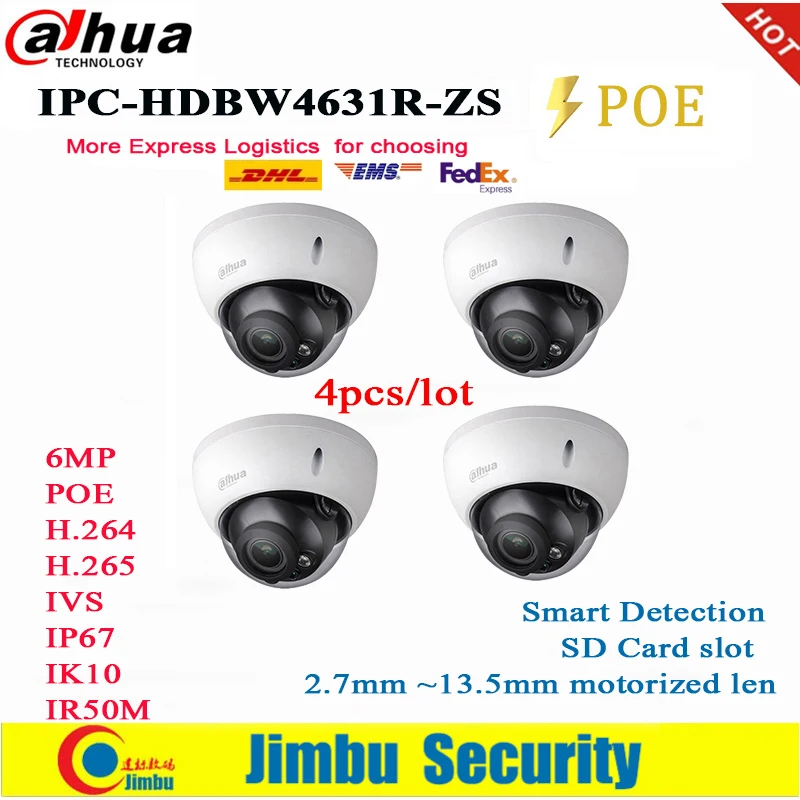 Сетевой видеорегистратор DAHUA IP Камера POE 6MP IPC-HDBW4631R-ZS ИК 50 м IP66 2 7 ~ 13 5 мм