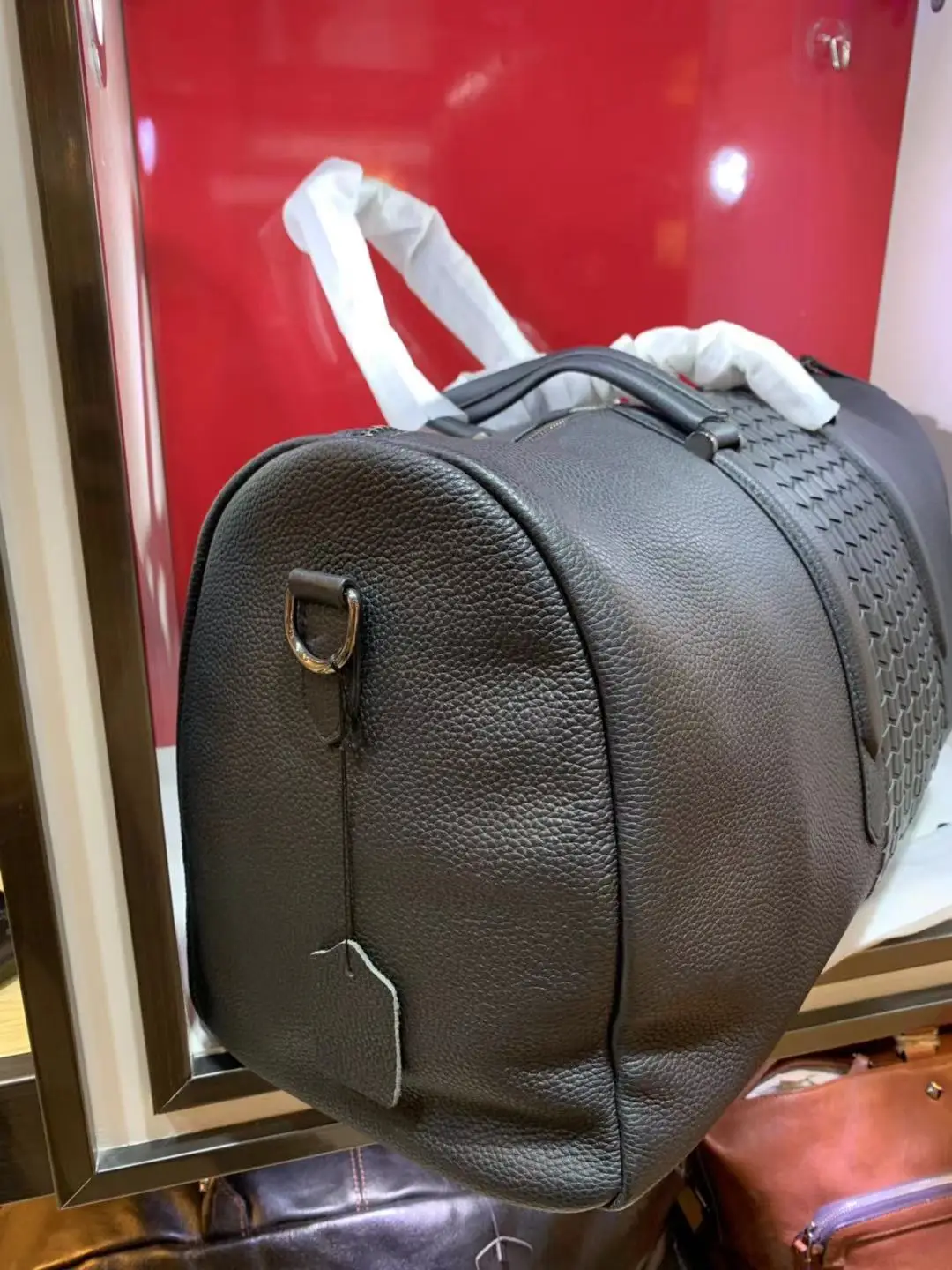 

Luxury brand men's leather zipper handbag high quality fashion new woven leather high quality large capacity office travel bag