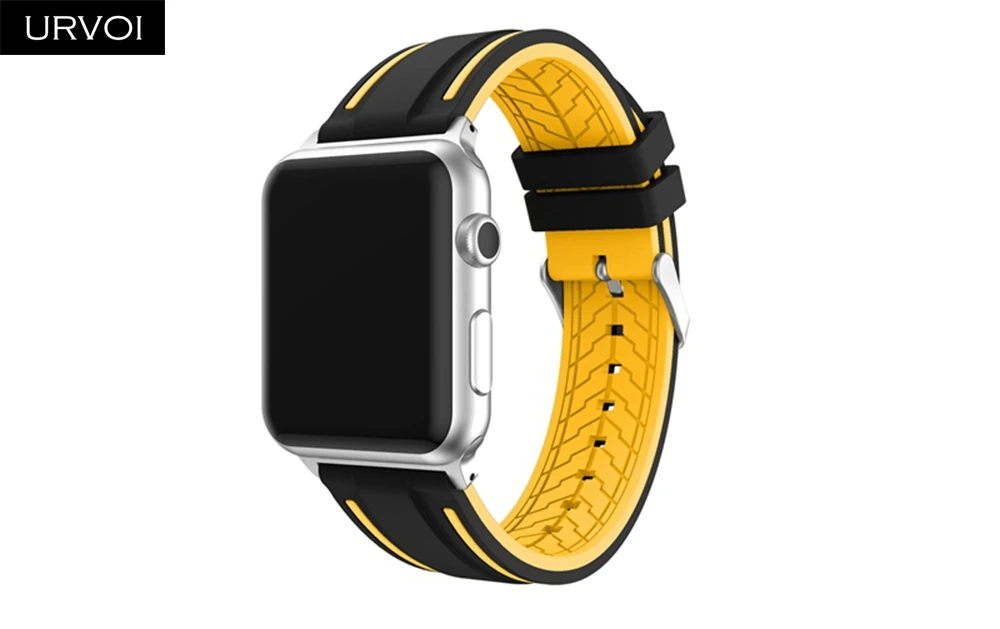 Ремешок URVOI для apple watch 7 6 SE 5 4 3 спортивный мягкий силиконовый сменный Браслет iWatch +
