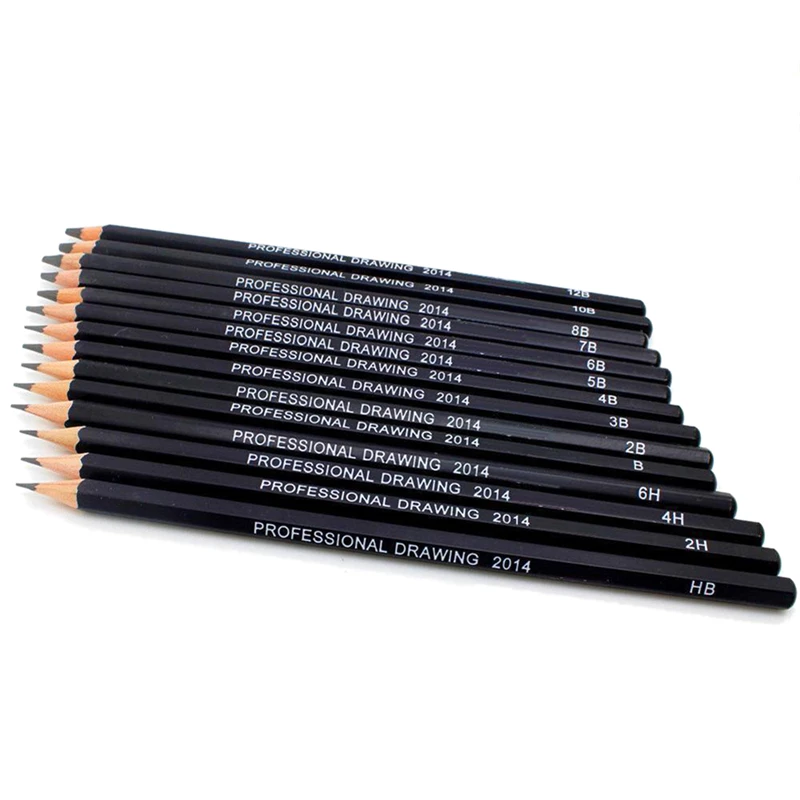 

14Pcs/lot High Quality Sketch and Drawing Pencil Set HB 2B 6H 4H 2H 3B 4B 5B 6B 10B 12B 1B School Art Writing Supply Hot