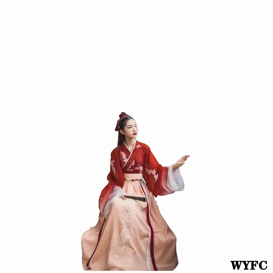 Женская одежда Hanfu по низкой цене женское платье с перекрестной горловиной и