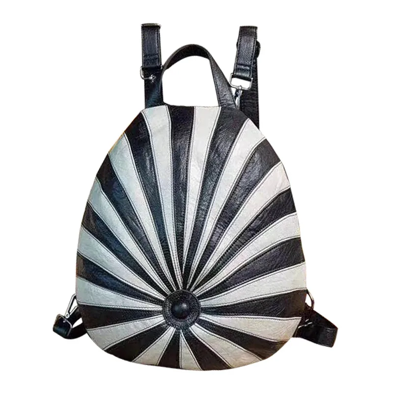 Trong Creative Round Backpack Fun Hat Stripe School Bag Unisex Travel Casual PU Rucksack Multi-functional Shoulder | Багаж и сумки