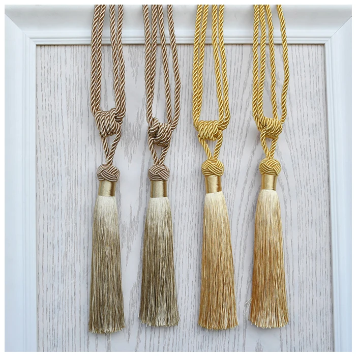 

2 Pcs Simple Modern Curtain Hanging Ball Chinese Knot Curtain Tiebacks Tassel Fringe Straps Hanging Belt Curtain Accessories