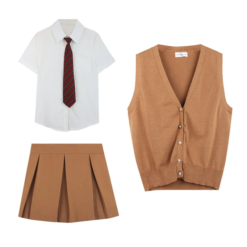 Милый костюм в стиле академии крутая Женская трикотажная рубашка топ летняя