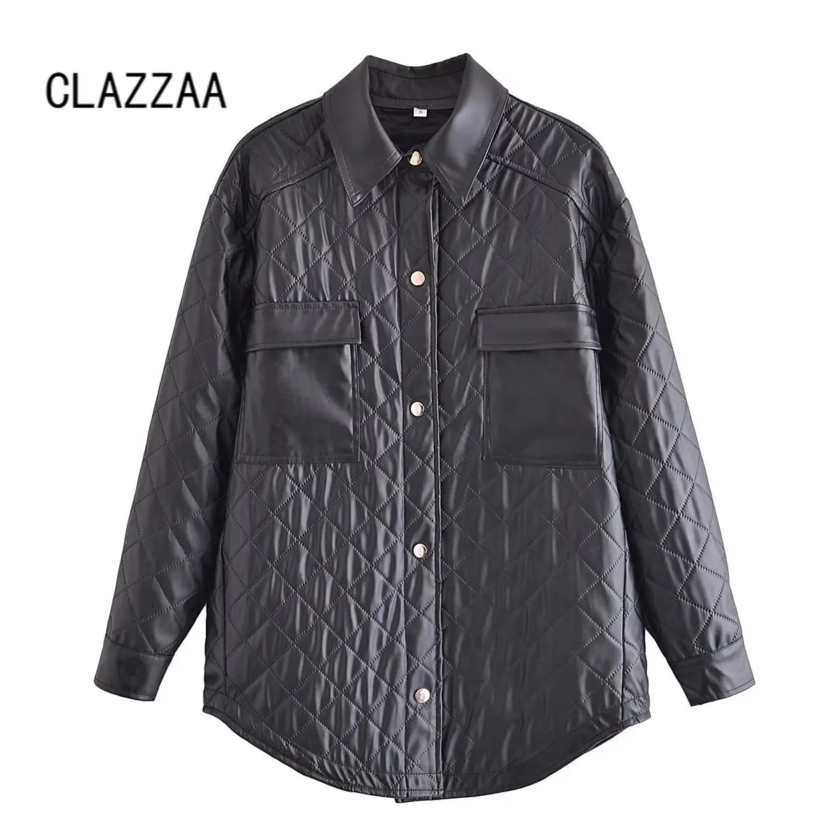 

Куртка Clazzaa Женская с длинным рукавом, модный однобортный пиджак из искусственной кожи, винтажный Повседневный шикарный топ с отложным воро...