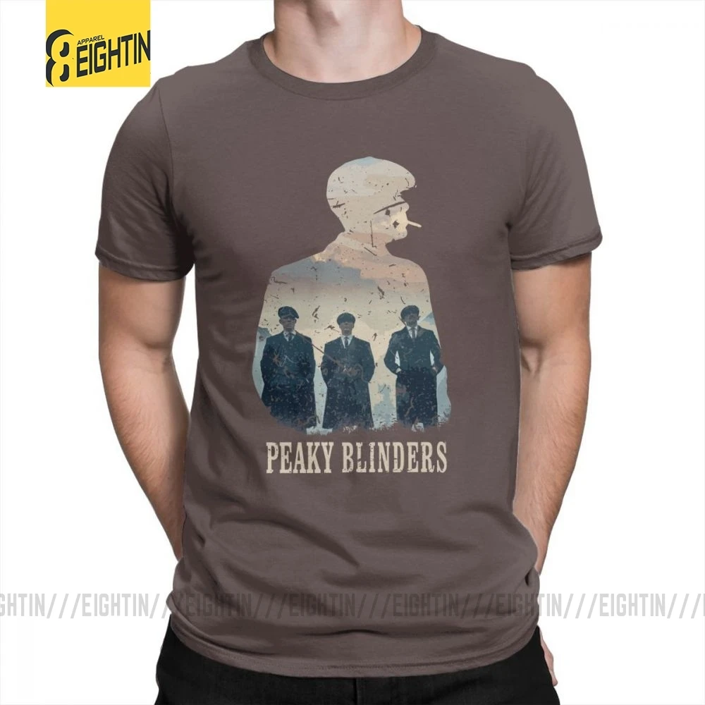 Peaky blinds футболки Уникальные для досуга Чистый хлопок мужские футболки с коротким рукавом o-образным вырезом футболки размера плюс популярный фильм - Цвет: Коричневый
