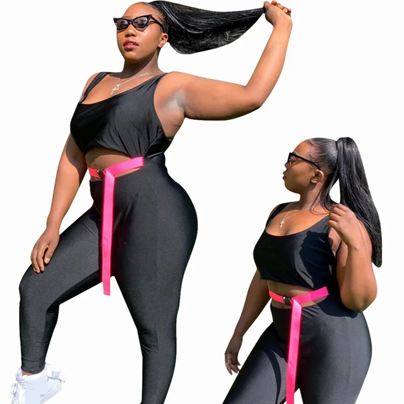 

Женский модный однотонный комбинезон без рукавов с поясом размера плюс