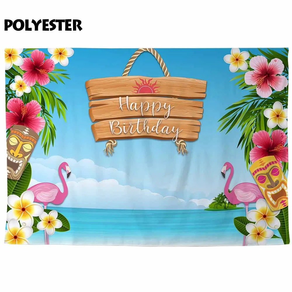 Обои Allenjoy с фламинго морской остров кокосовые листья цветок голубое небо лето