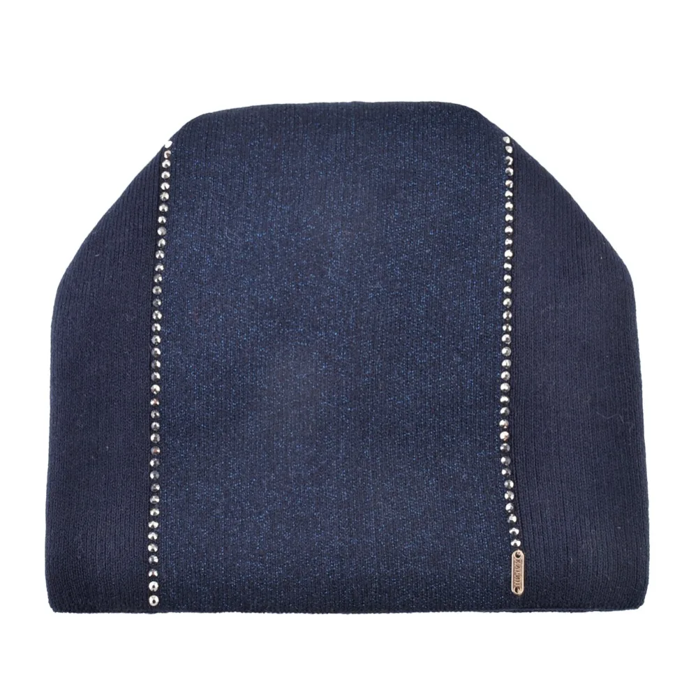 Winter Beanie Women Knitted Wool Hats Female Fashion Skullies Beanies With Rhinestones Solid Color Warm Knit Bonnet Ladies Cap