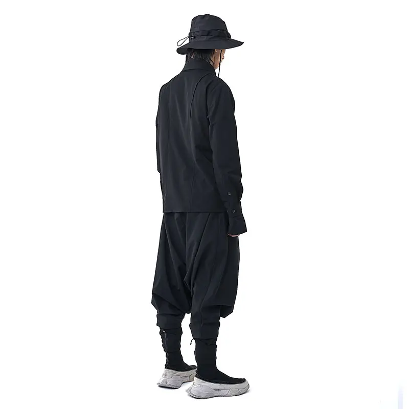 PUPIL TRAVEL 2020FW Techwear Men's Long Sleeve Wrinkle Free Black Molle Shirt Tactical Shirt h Hip Hop Punk Style Streetwear