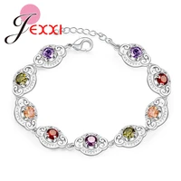 top pretty colorful multi colors clear zircon bracelets 925 sterling silver with extender woman lady bracelet bangle jewelry