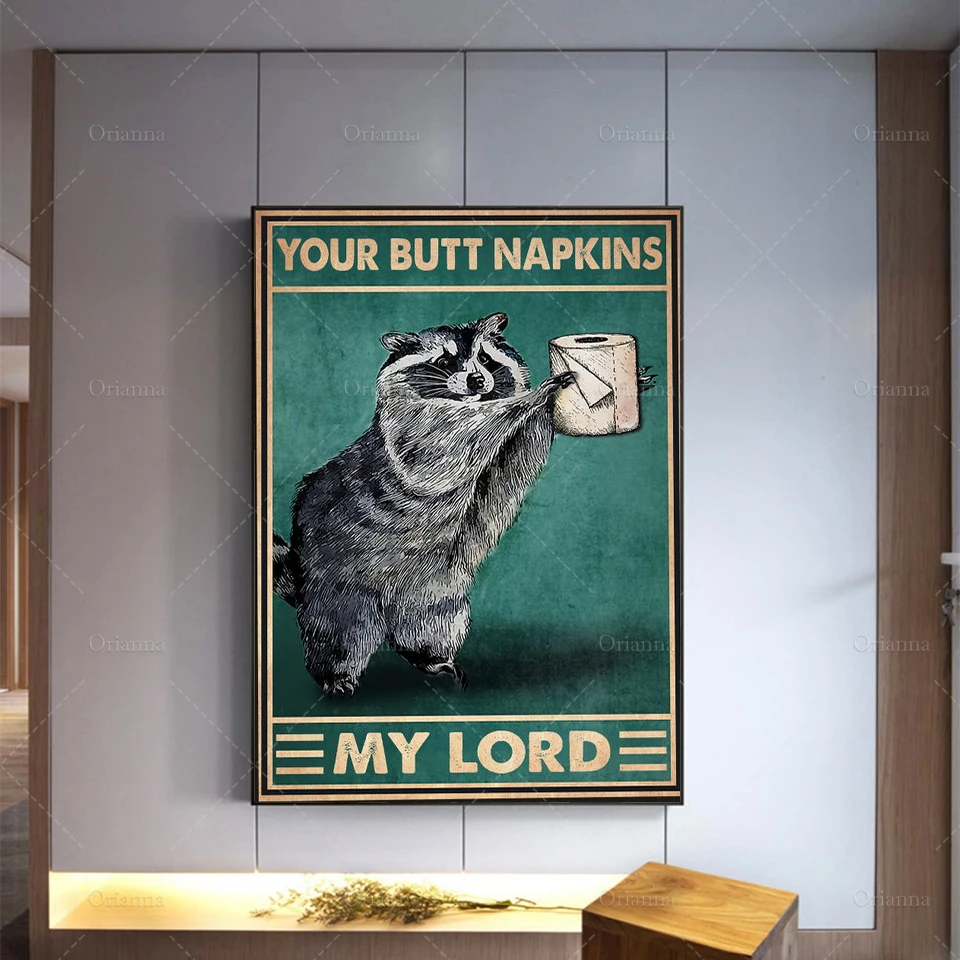 

Плакат My Lord с вашими ягодицами, туалетная бумага с енототом, настенное искусство, забавный холст для ванной комнаты, декор для ванной комнат...