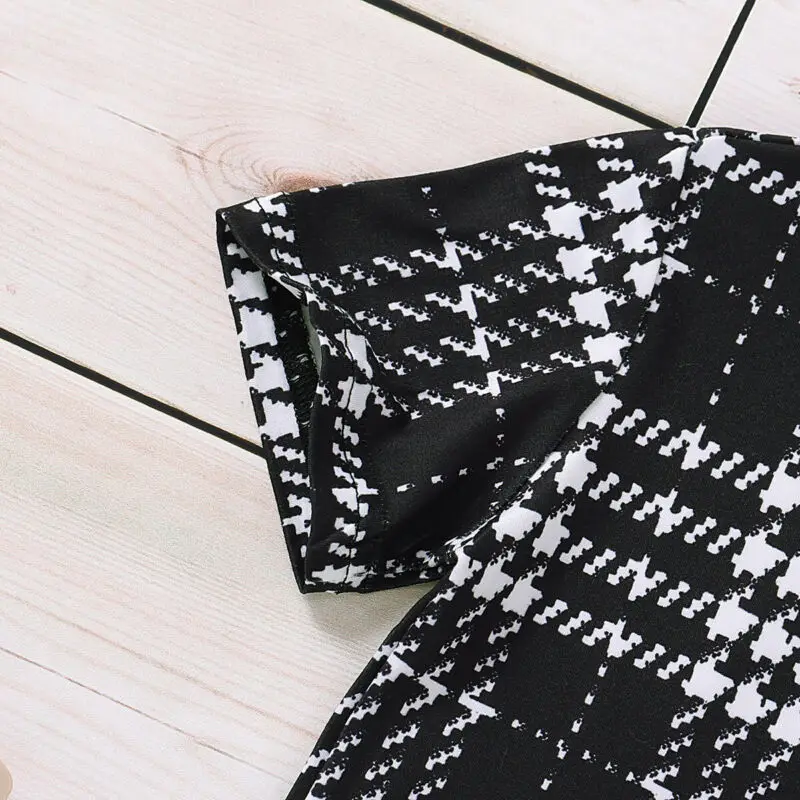 Комплекты детской одежды принцессы для маленьких девочек клетчатая Футболка с