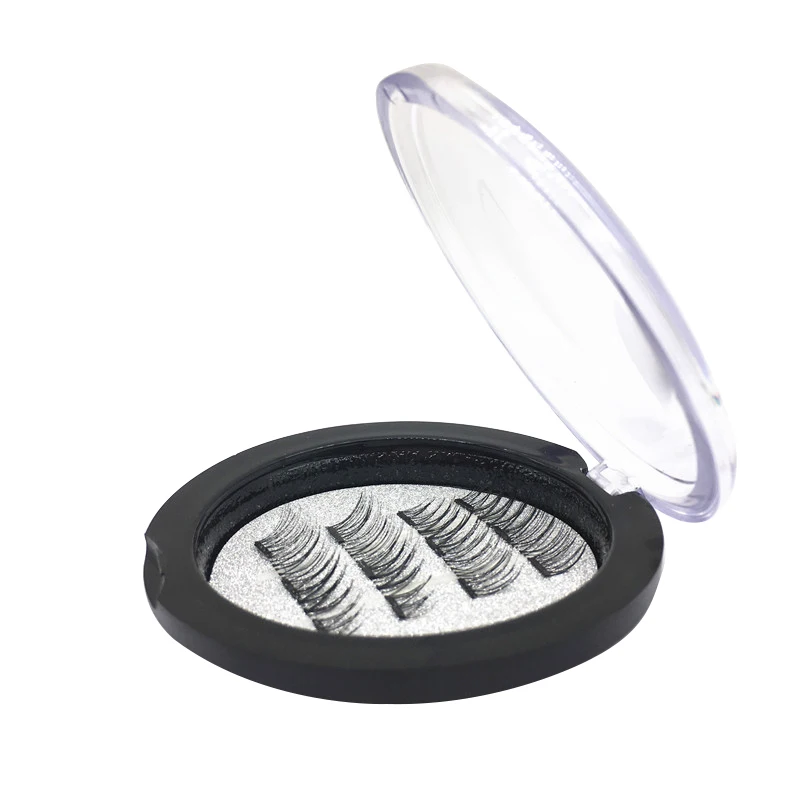 

Fashion 4Pcs Natural No Allergy 3D Three Magnetic False Eyelashes No Glue Ultra-Thinner Magnet Fake Eye Lashes Extension Tools