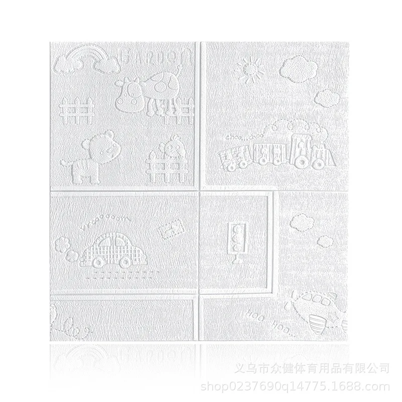 Розовый мультфильм детская комната пены наклейки на стену 3D защита детский сад самоклеющиеся Водонепроницаемые Детские анти-столкновения утолщение - Color: White