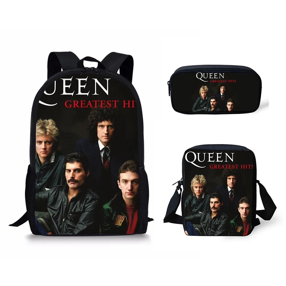 HALYUNASC 3PCs/Set Children's School Backpack Queen Band Pattern School Bags Popular Band Design Teenagers Book-Bags Set