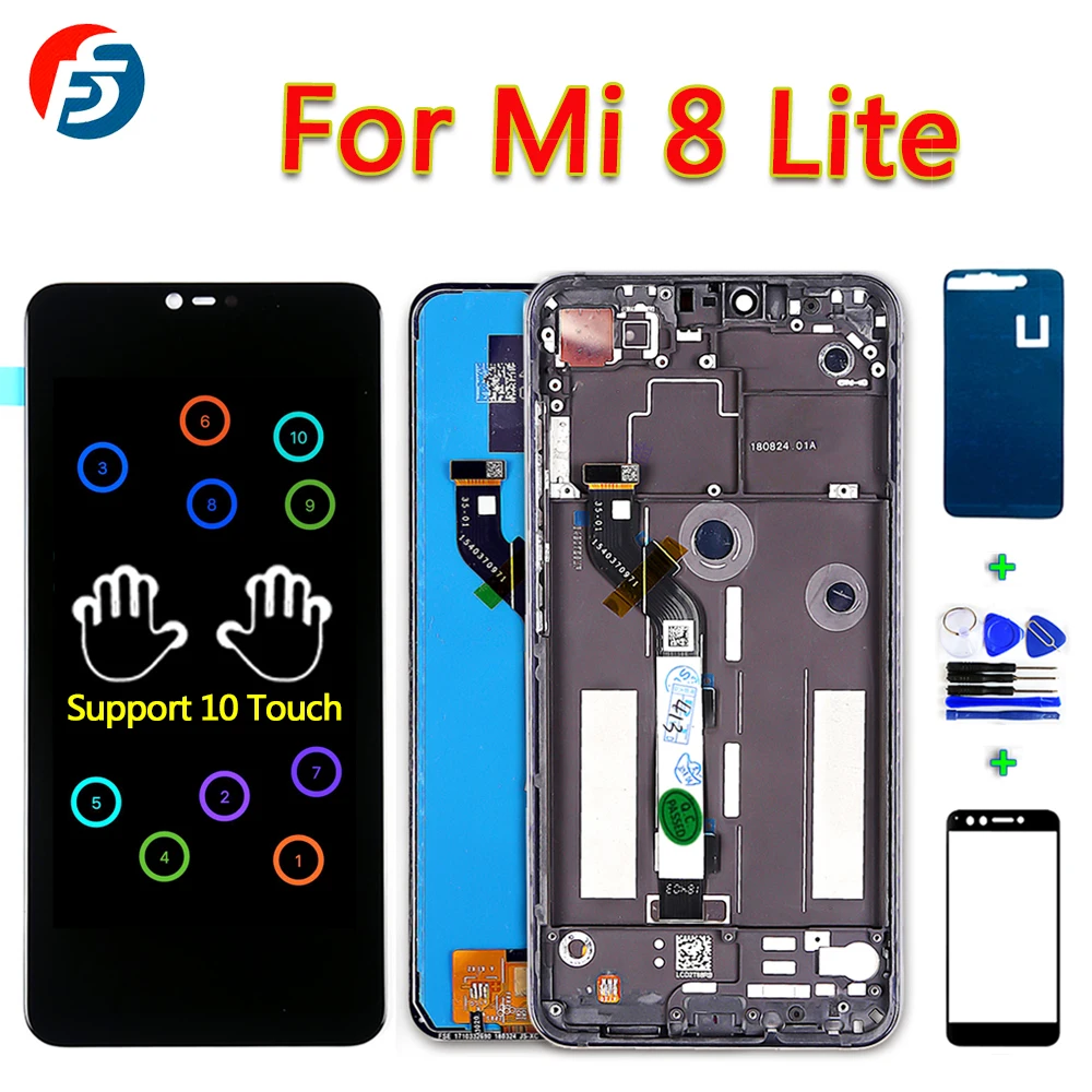 Fansu для Xiaomi Mi 8 Lite ЖК дисплей 6 26 дюймов mi8 дигитайзер в сборе MI 8X рамка 10 мультитач