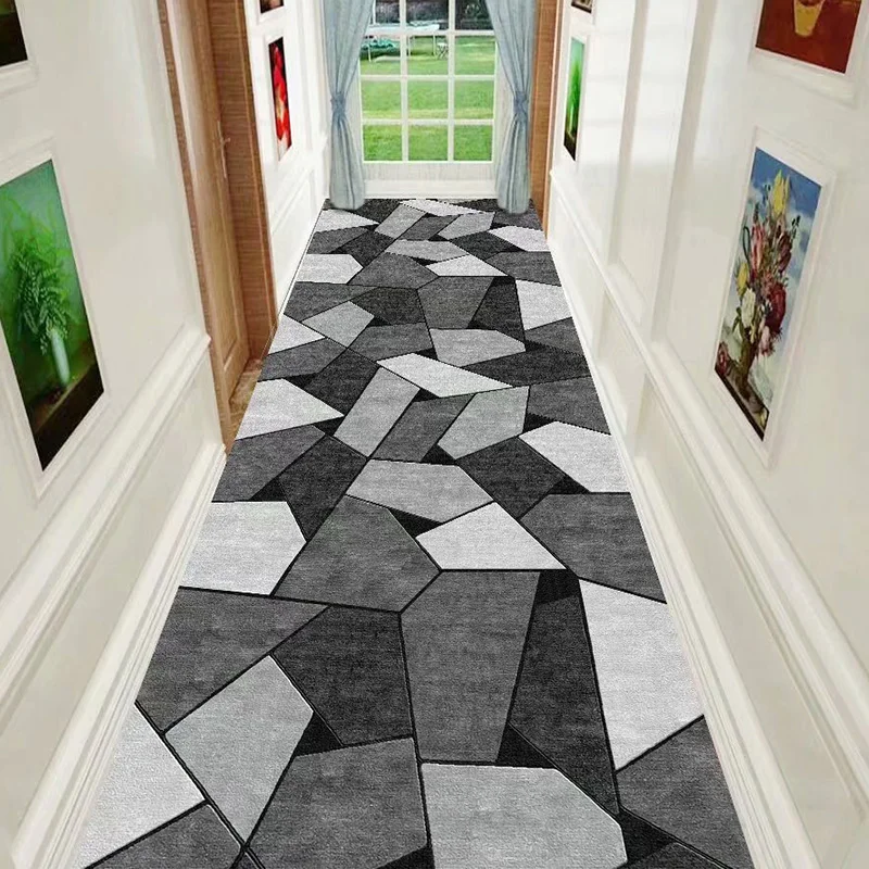 

High-end Minimalist 3D Printing Corridor Carpet Luxury Large Long Carpet for Hotel Simple Area Rug Non-slip Soft Entrance Mat