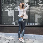 Джинсы Shascullfites, из искусственной кожи, с подтяжкой ягодиц, синие, теплые, зимние