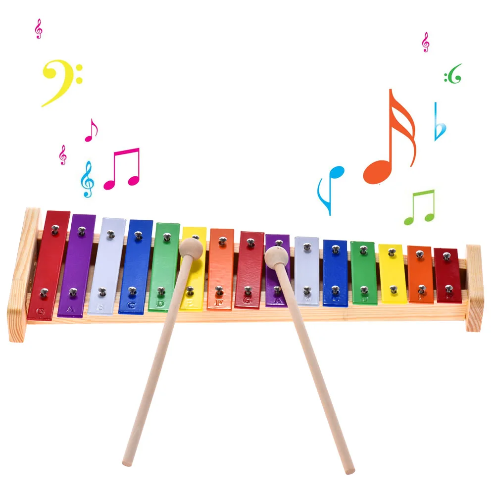 Деревянный ксилофон Glockenspiel и алюминиевый ударный музыкальный инструмент