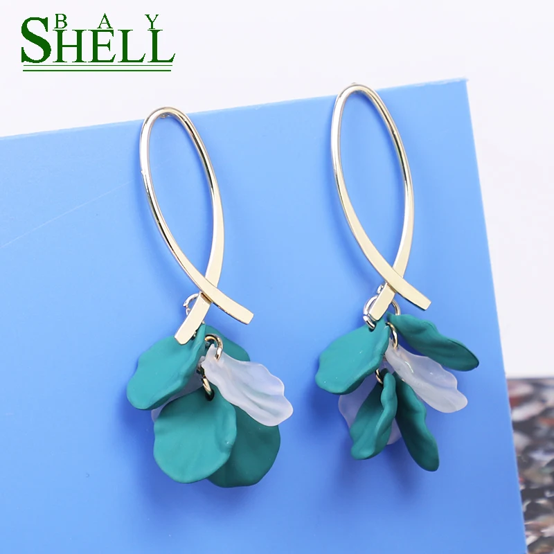 Женские богемные серьги с цветком длинные висячие лепестками эффектные