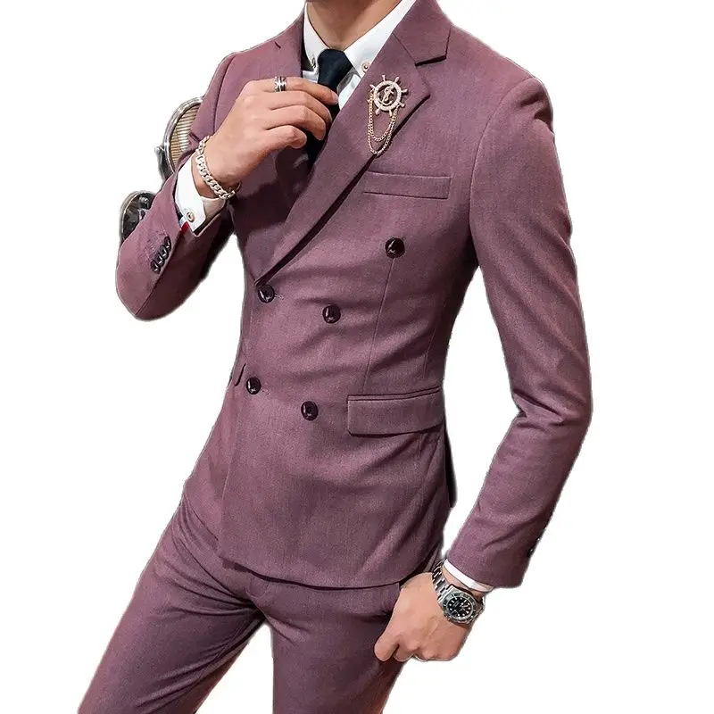 Черный двубортный Комплект из 3 предметов мужские синий и красный цвета хаки