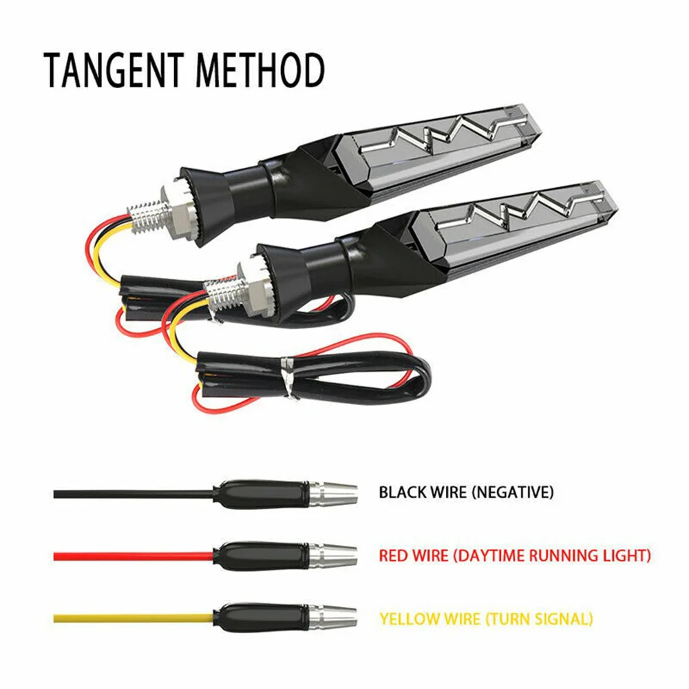 

2pcs 12V Black Plated Motorcycle LED Turn Signal Light 3 Wires DRL Sequential Flowing Indicator Light Built-in LED flash relay