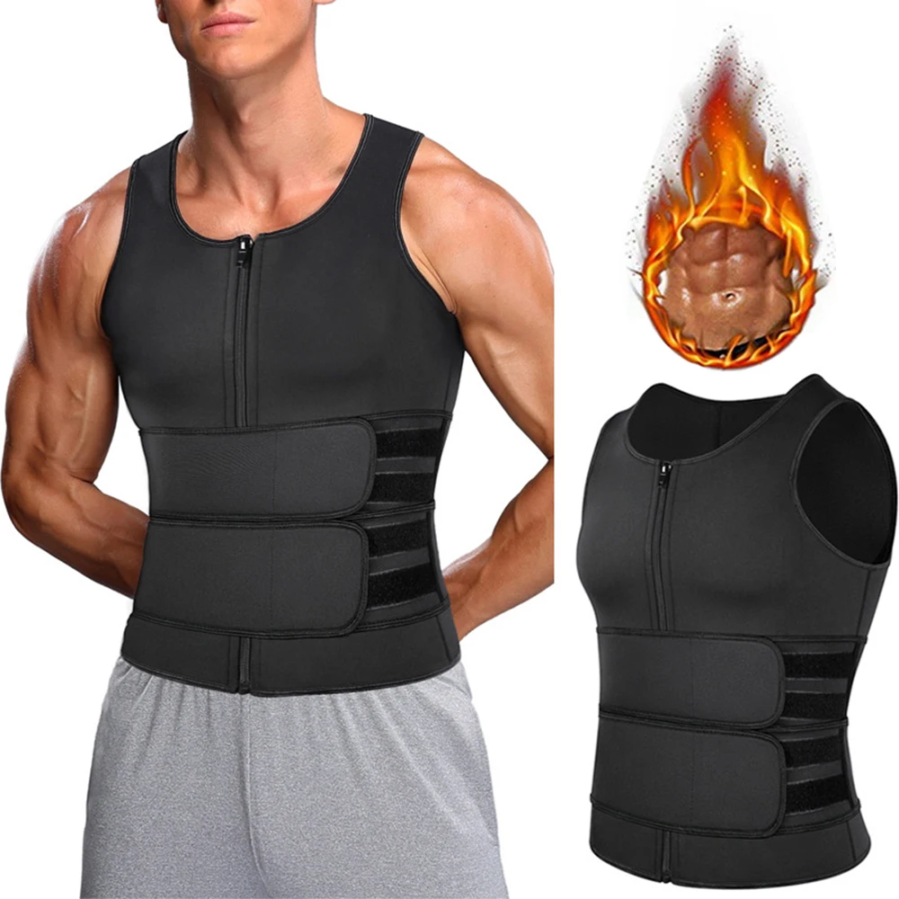 

Men's Sweat Sauna Vest Waist Trainer Body Shaper Neoprene Tank Top Compression Shirt Workout Fitness Back Support Gym Corset Top