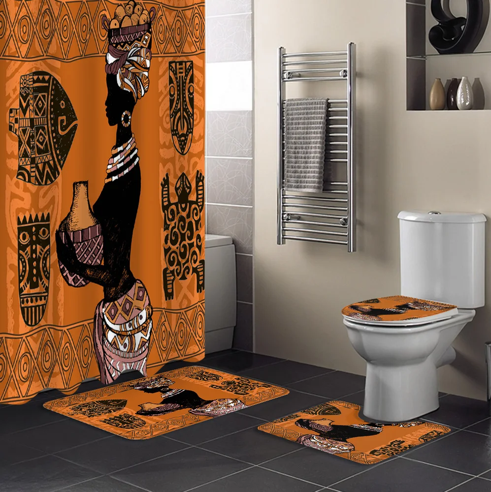 Африканские женские силуэт Геометрическая культура наборы занавесок для душа