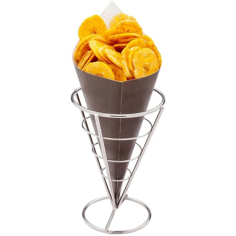 Картофель фри еда подставка держатель чип-конус металлическая проволочная