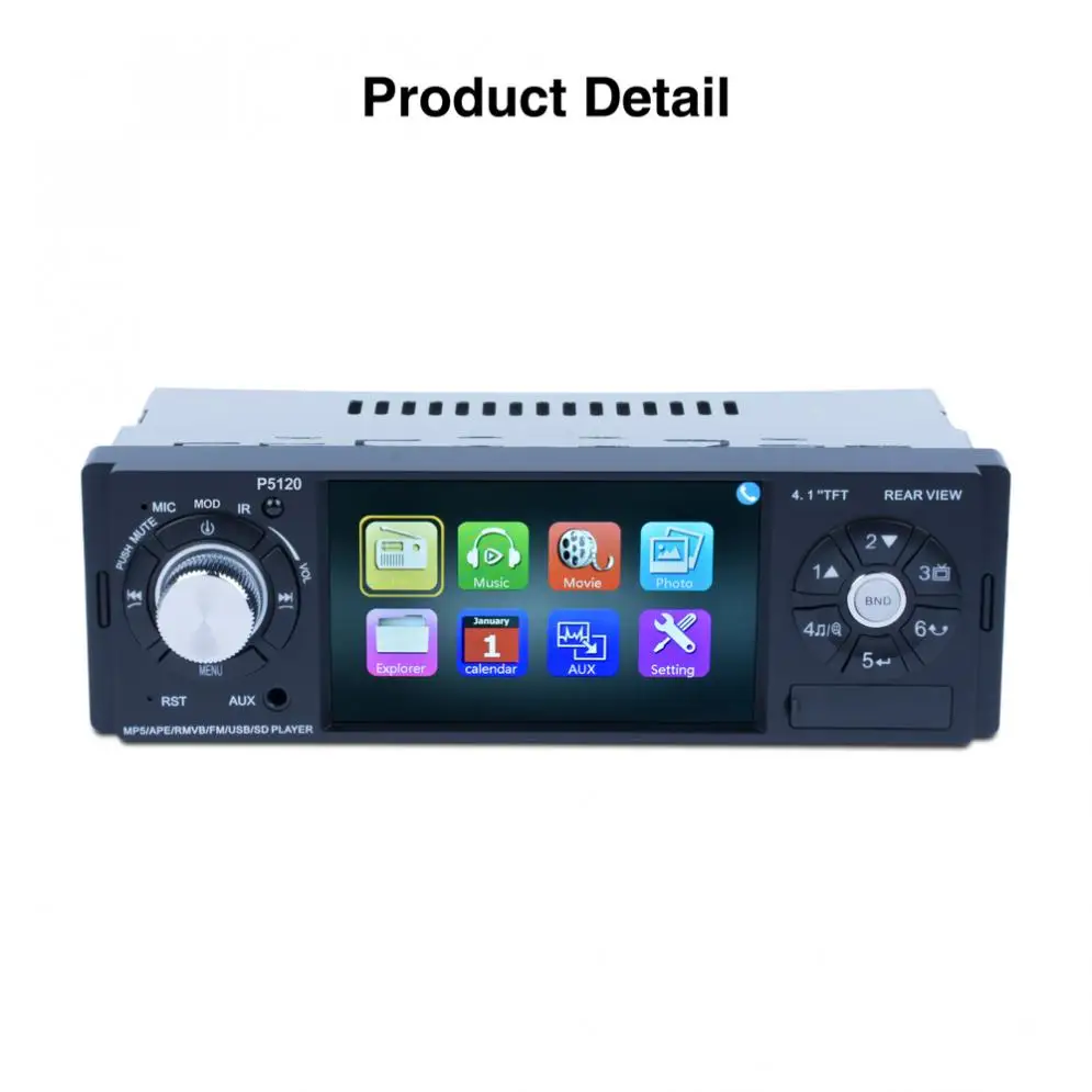 P5120 4,1 дюймов 1 Din Bluetooth автомобильный MP5 плеер TFT экран стерео аудио FM станция Авто видео с пультом дистанционного управления