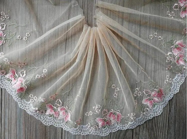 2 ярдов/партия 20 см Ширина оранжевый Красивая вышивка тканей Venise кружевная