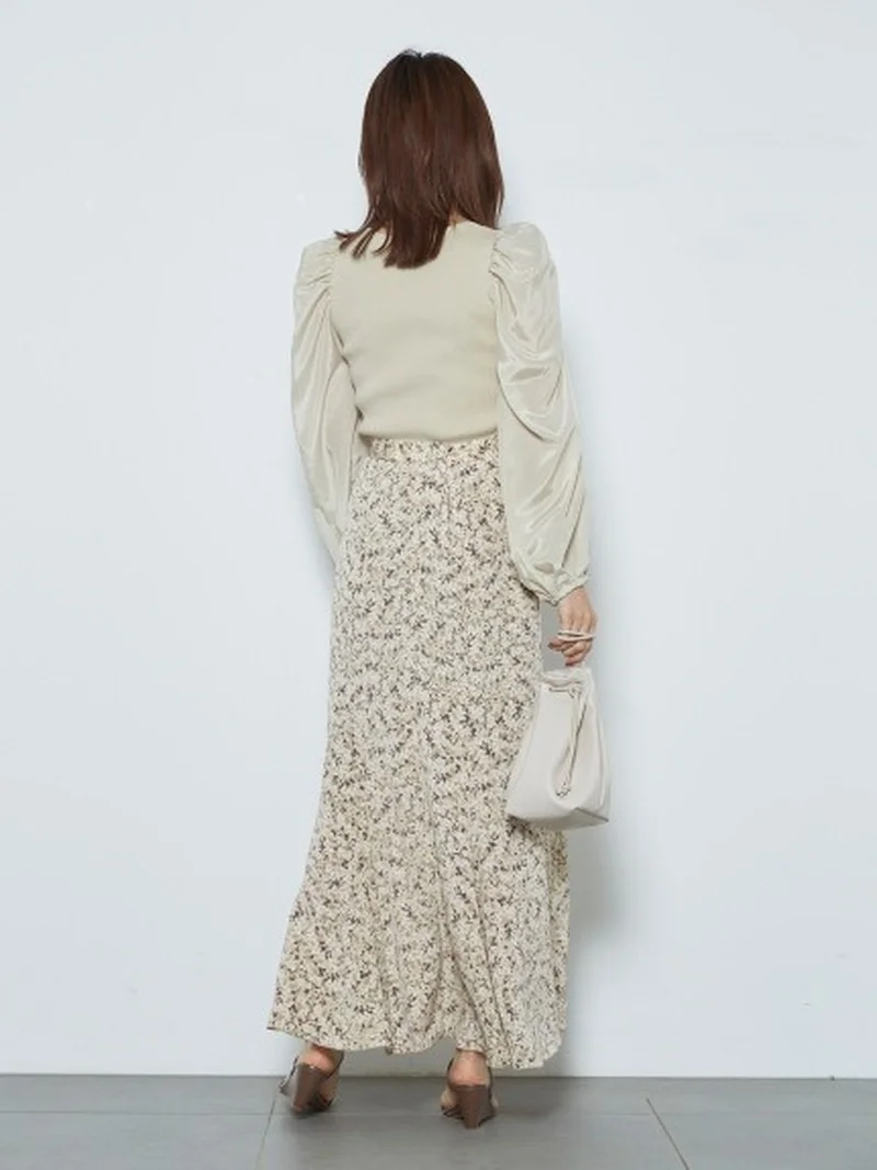 

Vintage High Waist Print Trumpet Skirt Spring Summer New Simple Women Skirts Japan Style Elegant Temperament Jupe