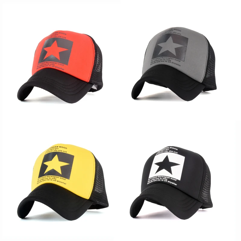 

Fashion Brand Five Star Pattern Print Baseball Cap Women Outdoor Baseball Hat Breathable Men Women Summer Mesh Caps Wholesale