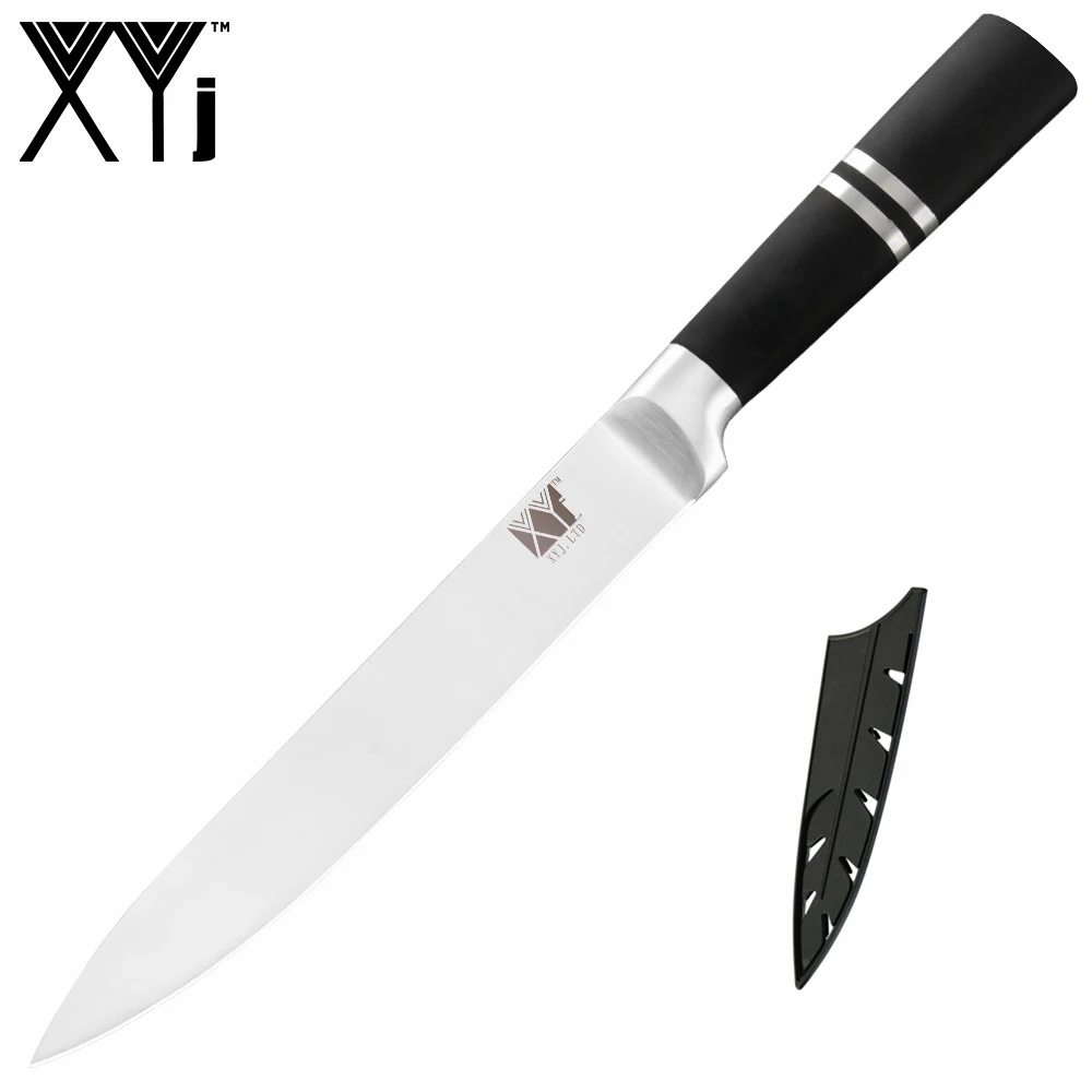 XYj 7 шт. набор ножей из нержавеющей стали 8 ''подставка для ножей Нескользящая черная ручка нож шеф-повара кухонный инструмент приспособление для дома Полный нож Тан - Цвет: H.8 slicing knife
