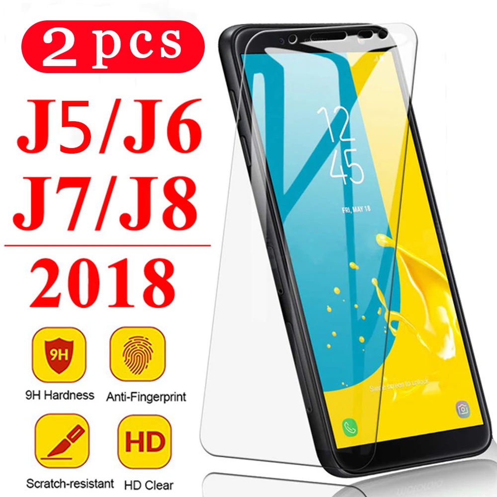 2 шт. 9H для samsung Galaxy j5 j7 pro 2017 j6 j8 2018 Закаленное стекло Защитная пленка экрана