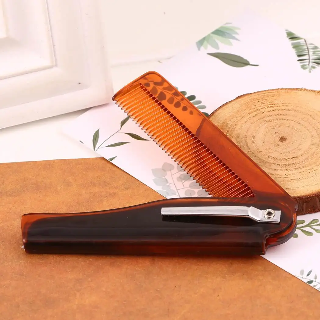 Унисекс портативный твердый Простой складной гребень с зажимом волос 15 дома и т.