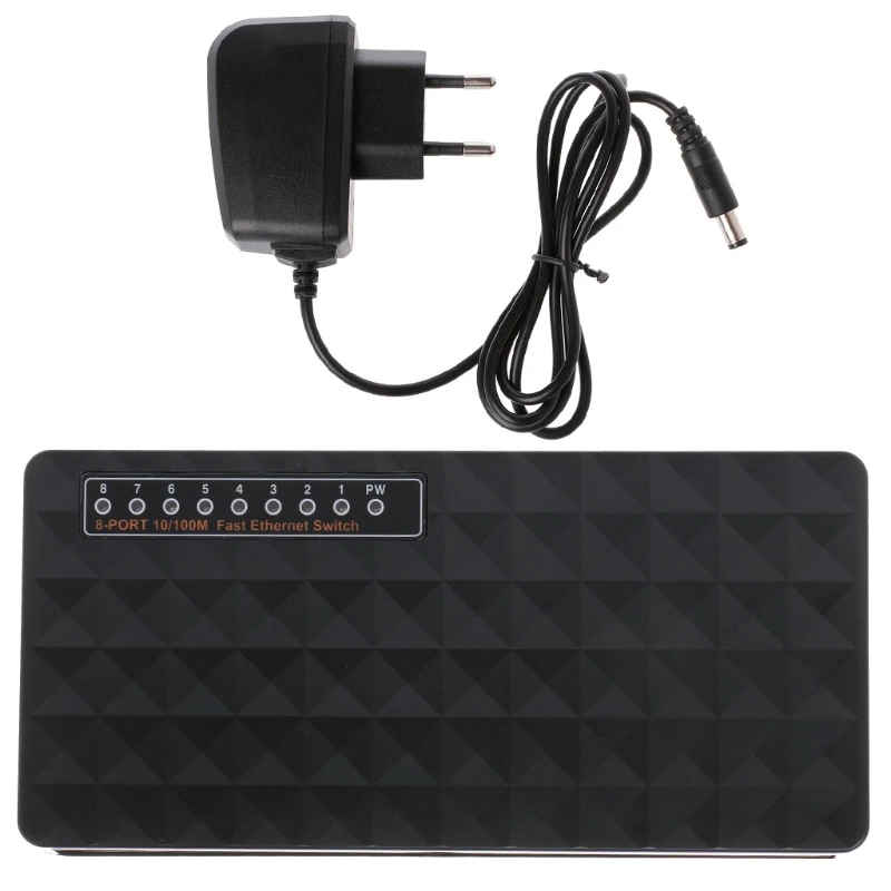 

8-Port 10/100Mbps Ethernet Network Switch HUB Desktop Mini Fast LAN Switcher Adapter A6HE
