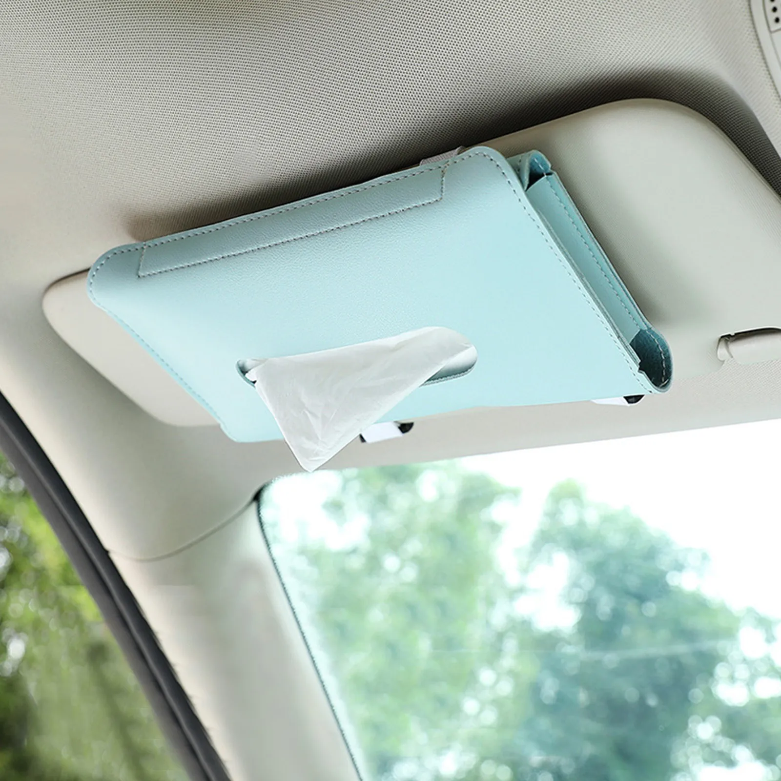 

Leather Sun Visor Napkin Box Holder Hanging Car Mask Holder Shading Tissue Case Organizer Auto Storage Decoration Craft Ornament