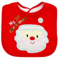 christmas cotton baby bibs newborn infant santa claus bavoir toddler burp cloths saliva bear towel embroidered babero gift
