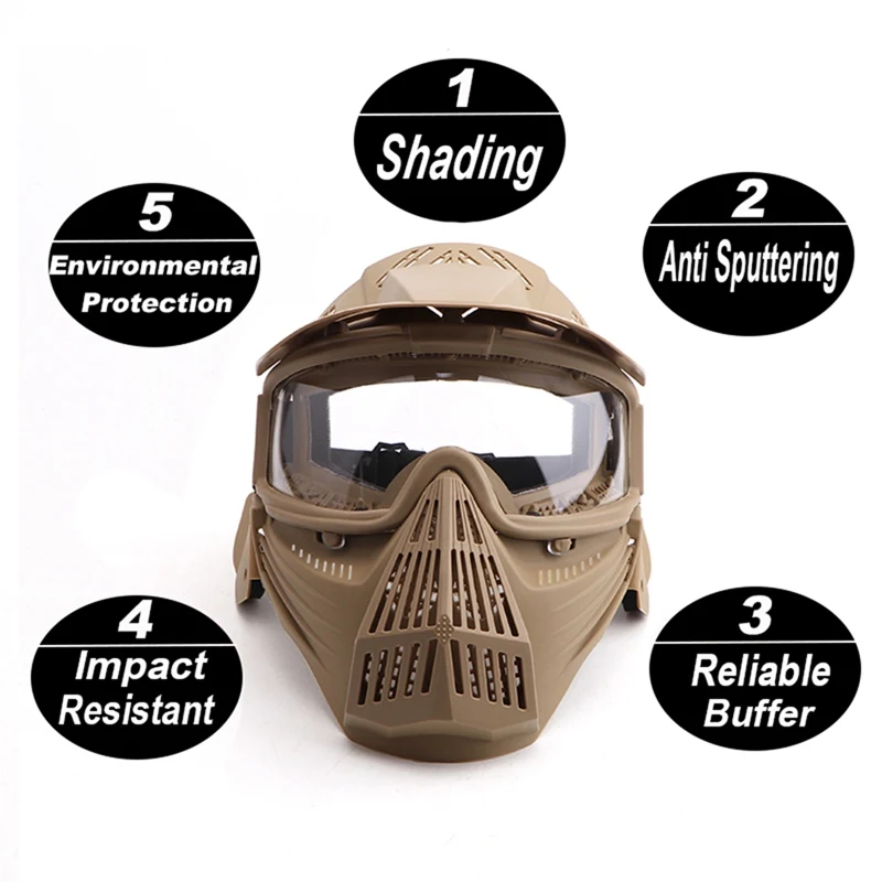 Маска на все лицо с прозрачными линзами противотуманный АБС-пластик инженерный