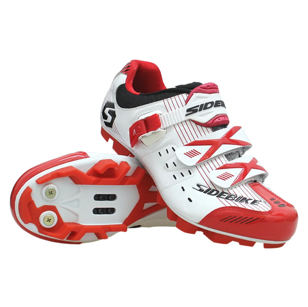 white red Sidebike cycling shoes MTB bicycle profession riding lock shoes Wear-resistant antiskid Breathable Multi-color optional - Color: white red