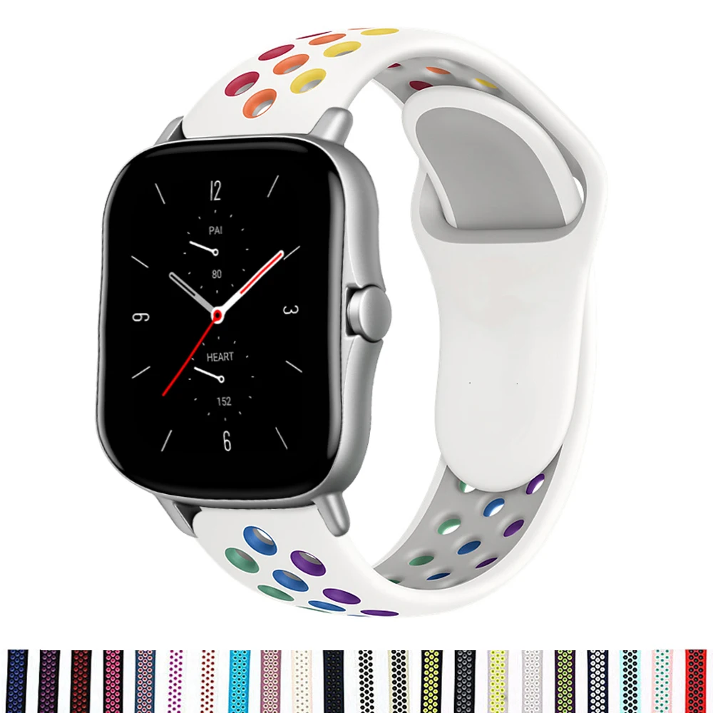 

Силиконовый ремешок 20 мм/22 мм для Amazfit GTS/2/2e/GTS2 Mini/GTR 42 мм/47 мм/GTR2/2e/stratos 2/3, спортивный браслет для часов Amazfit ремешок bip
